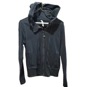 Lululemon Full Zip Hoodie ribbed Lower Sleeves Cotton Scuba Black Size 6